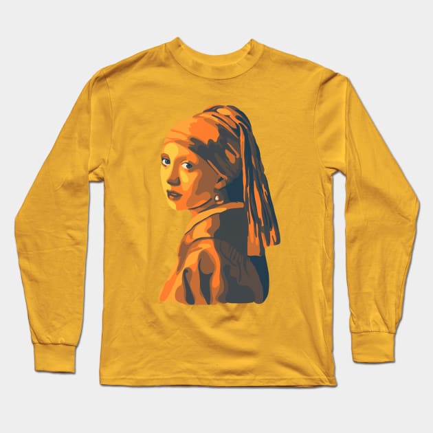 Girl With A Pearl Earring Long Sleeve T-Shirt by Slightly Unhinged